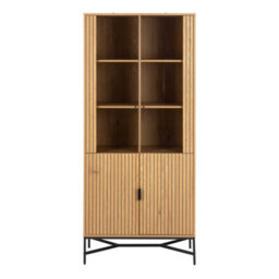 Wyld Haus Brisbane Slatted Wild Oak Display Cabinet 4 Doors 6 Shelves - thumbnail 3