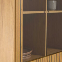Wyld Haus Brisbane Slatted Wild Oak Display Cabinet 4 Doors 6 Shelves - thumbnail 7