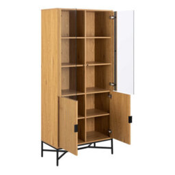 Wyld Haus Brisbane Slatted Wild Oak Display Cabinet 4 Doors 6 Shelves - thumbnail 4
