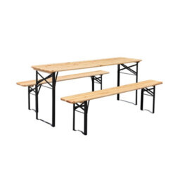 Sweeek - Folding Reception Table Made Of Fir Wood With 2 Benches (Set Of 2), Bayonne, Natural, 177X49.5X75.5 Cm - thumbnail 6