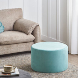 Beliani Mint Green Velvet Ottoman Pouffe - Compact Round Footstool W61 X D61 X H36Cm - thumbnail 2