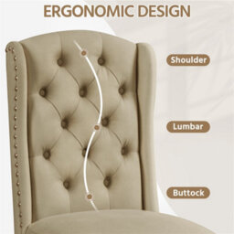 Yaheetech Khaki Set Of 2 Button Tufted Dining Chairs With Wing Design - thumbnail 4