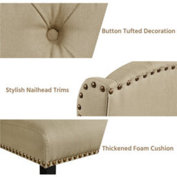 Yaheetech Khaki Set Of 2 Button Tufted Dining Chairs With Wing Design - thumbnail 7