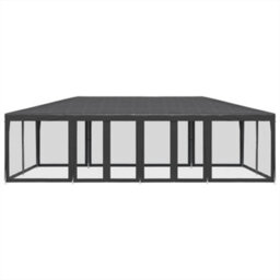 Walplus Party Tent Garden Gazebo Canopy With 12 Mesh Sidewalls Anthracite 8X4 M Hdpe - thumbnail 3