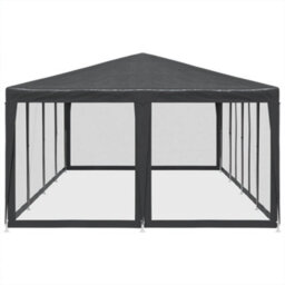 Walplus Party Tent Garden Gazebo Canopy With 12 Mesh Sidewalls Anthracite 8X4 M Hdpe - thumbnail 4