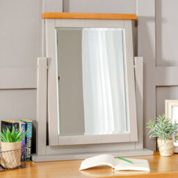 The Furniture Market Downton Grey Painted Vanity Dressing Table Mirror, Freestanding, Vanity Mirror, Painted Wooden Furniture