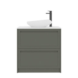 Royal Bathrooms Royal Bathroom Elmore 800mm Matt Green Freestanding Bathroom Vanity Unit 2 Drawer Plain White Worktop With Nova Basin - thumbnail 7