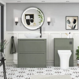 Royal Bathrooms Royal Bathroom Elmore 800mm Matt Green Freestanding Bathroom Vanity Unit 2 Drawer Plain White Worktop With Nova Basin - thumbnail 5