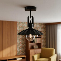 Vintage Ceiling & Wall Light 22Cm Umbrella Metal Shade With Adjustable Swivel Head Matte Black E27 Flush Mount Fixture