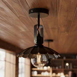 Black Ceiling Light With Adjustable Swivel Lamp Head  22Cm Metal Umbrella Lampshade E27 Holder Vintage Flush Mount Fixture - thumbnail 4