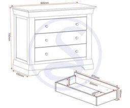 Seconique Bordeaux 3 Drawer Chest  Ivory And Oak Fully Assembled - thumbnail 7