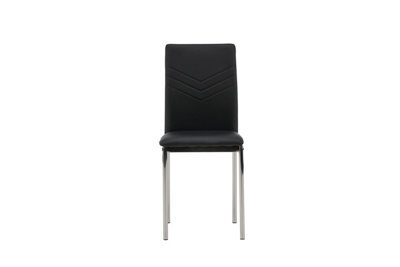 Set Of Lily Black Pu Dining Chairs Chromed Leg - D43Xw40Xh89Cm, Seat Height 43Cm - image 1