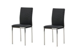 Set Of Lily Black Pu Dining Chairs Chromed Leg - D43Xw40Xh89Cm, Seat Height 43Cm - thumbnail 2