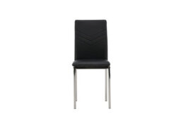 Set Of 2 Lily Black Pu Dining Chairs Chromed Leg - D43Xw40Xh89Cm, Seat Height 43Cm
