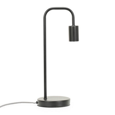 Valuelights Bronx Industrial Style Black Metal Curved Stem Table Lamp Living Room Bedroom Light - image 1
