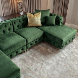 Monaco 4 Seater Chesterfield Chaise Sofa Green Velvet U Shaped Chaise- Deep Buttoned Cushions Upholstery Couch Lounge - thumbnail 5