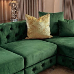 Monaco 4 Seater Chesterfield Chaise Sofa Green Velvet U Shaped Chaise- Deep Buttoned Cushions Upholstery Couch Lounge - thumbnail 3