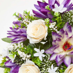 Homescapes Set Of 2 Artificial Pink & Purple Handcrafted Rose & Lotus Flower Bouquets, 35 X 30 Cm - thumbnail 4