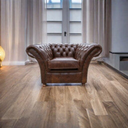 Chesterfield Club Chair New England Texas Brown Leather In Balmoral Style - thumbnail 4