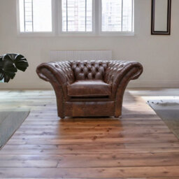 Chesterfield Club Chair New England Texas Brown Leather In Balmoral Style - thumbnail 5