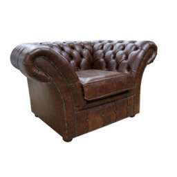 Chesterfield Club Chair New England Texas Brown Leather In Balmoral Style - thumbnail 2