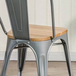 Nordlys Set Of 4 Metal And Gray Wood Dining Chairs Modern Design Style Dining Room - thumbnail 9