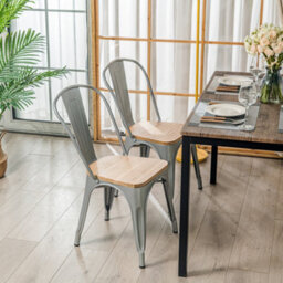 Nordlys Set Of 4 Metal And Gray Wood Dining Chairs Modern Design Style Dining Room - thumbnail 8