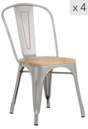 Nordlys Set Of 4 Metal And Gray Wood Dining Chairs Modern Design Style Dining Room - thumbnail 2