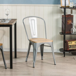 Nordlys Set Of 4 Metal And Gray Wood Dining Chairs Modern Design Style Dining Room - thumbnail 5