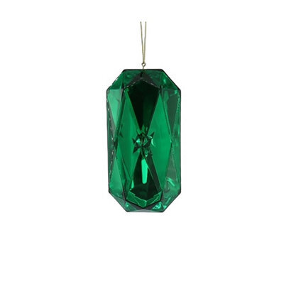 Green Diamond Gem Christmas Decoration Pack Of 6