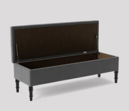 Alyana Ottoman Bench With Storage And Turned Wooden Legs, 120Cm Wide Ottoman Box - Steel Dark Grey Plush Velvet - thumbnail 2