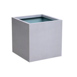 Primrose Zinc Galvanised Silver Cube Planter Pot 50Cm - thumbnail 1