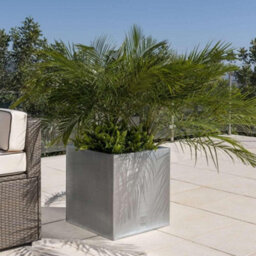 Primrose Zinc Galvanised Silver Cube Planter Pot 50Cm - thumbnail 3
