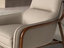 Angel Cerda Mink Leather Armchair With Walnut Legs - thumbnail 5