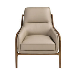 Angel Cerda Mink Leather Armchair With Walnut Legs - thumbnail 2