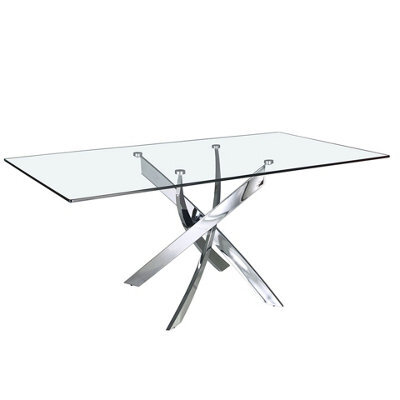 Angel Cerda Stylish Rectangular Glass Dining Table With Chrome Legs - image 1
