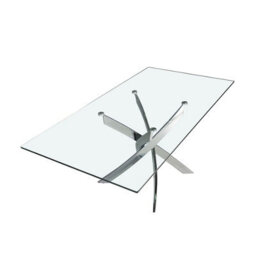 Angel Cerda Stylish Rectangular Glass Dining Table With Chrome Legs - thumbnail 6