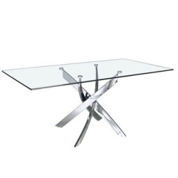 Angel Cerda Stylish Rectangular Glass Dining Table With Chrome Legs