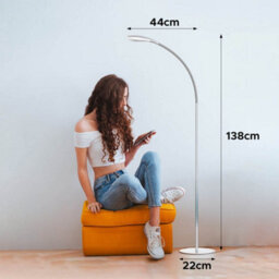 White High Vision Floor Standing Led Lamp - Mains Powered Light With Gooseneck Arm, Foot Switch & 400 Lumen Illumination - H138Cm - thumbnail 4