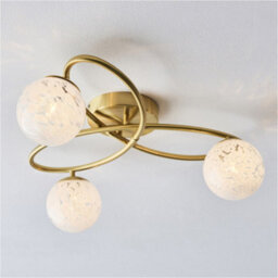 Loops 2 Pack Satin Brass Semi Flush Low Ceiling Light - White Confetti Multi Arm Glass - 3 X 3W Led G9 - thumbnail 3