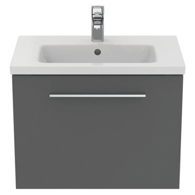 Ideal Standard I.life S Matt Quartz Grey Wall-Mounted Vanity Unit & Basin Set With 1 Chrome Effect Handle (W)600mm (H)440mm - image 1