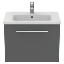 Ideal Standard I.life S Matt Quartz Grey Wall-Mounted Vanity Unit & Basin Set With 1 Chrome Effect Handle (W)600mm (H)440mm