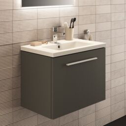 Ideal Standard I.life S Matt Quartz Grey Wall-Mounted Vanity Unit & Basin Set With 1 Chrome Effect Handle (W)600mm (H)440mm - thumbnail 2