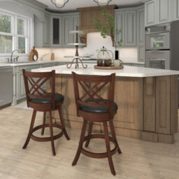 Bar Stools Counter Height Chair Pub Swiveling Upholstered Seat - thumbnail 4