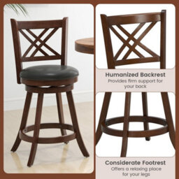 Bar Stools Counter Height Chair Pub Swiveling Upholstered Seat - thumbnail 3