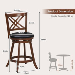 Bar Stools Counter Height Chair Pub Swiveling Upholstered Seat - thumbnail 2