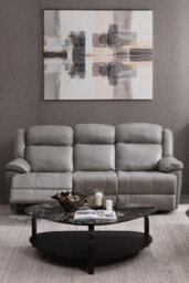 Loft Home Rowan Grey Leather 3 Seater Recliner Sofa - thumbnail 2