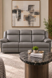 Loft Home Rowan Grey Leather 3 Seater Recliner Sofa - thumbnail 4