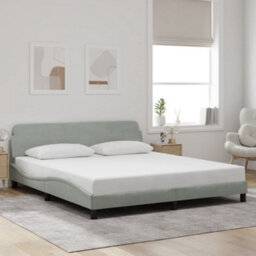 Berkfield Bed Frame Without Mattress Light Grey 180X200 Cm Super King Velvet - thumbnail 1