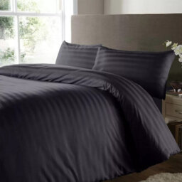 Ameha Black Striped Microfibre Bedding Set King, Reversible & Breathable Duvet Cover, Fitted Sheet & Pillowcases - thumbnail 5